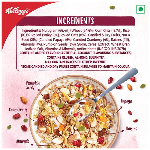 Kelloggs Muesli Breakfast Cereal - With Multigrain & 21% Fruit, Nut & Seeds, 500 g 0 