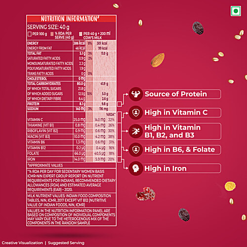 Kellogg's Fruit Nut & Seeds Muesli 12 In 1 Power Breakfast, 500 g  Multigrain Breakfast Cereal, High in Iron, Source of Fibre