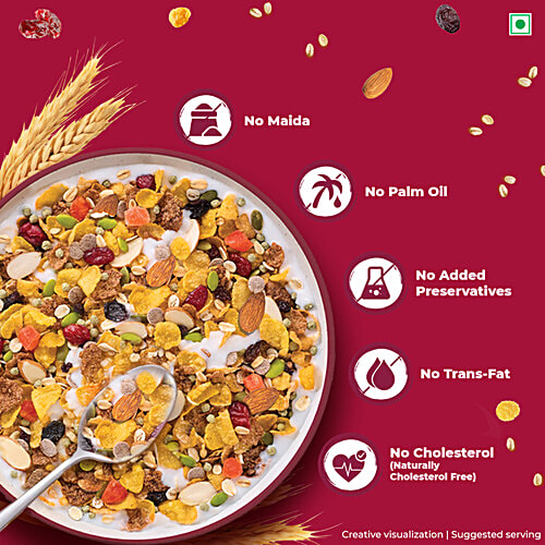 Kellogg's Fruit Nut & Seeds Muesli 12 In 1 Power Breakfast, 500 g  Multigrain Breakfast Cereal, High in Iron, Source of Fibre