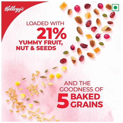 Kelloggs Muesli Breakfast Cereal - With Multigrain & 21% Fruit, Nut & Seeds, 500 g 0 
