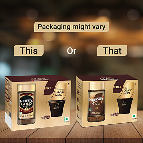 Nescafe Gold Blend Instant Coffee Powder, 100 g (Get Free Glass Mug) Rich Aroma & Smooth Taste