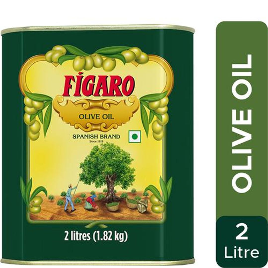 Figaro Figaro Olive Oil- Pure Olive Oil-Daily Cooking Oil- Perfect for Indian Dishes- Curries, Gravy- Imported from Spain- 2L Tin, 2 L Tin
