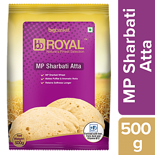 bb Royal Superior-Mp-Sharbati-Atta/Gavhache Peeth - Fortified, 500 g Pouch 
