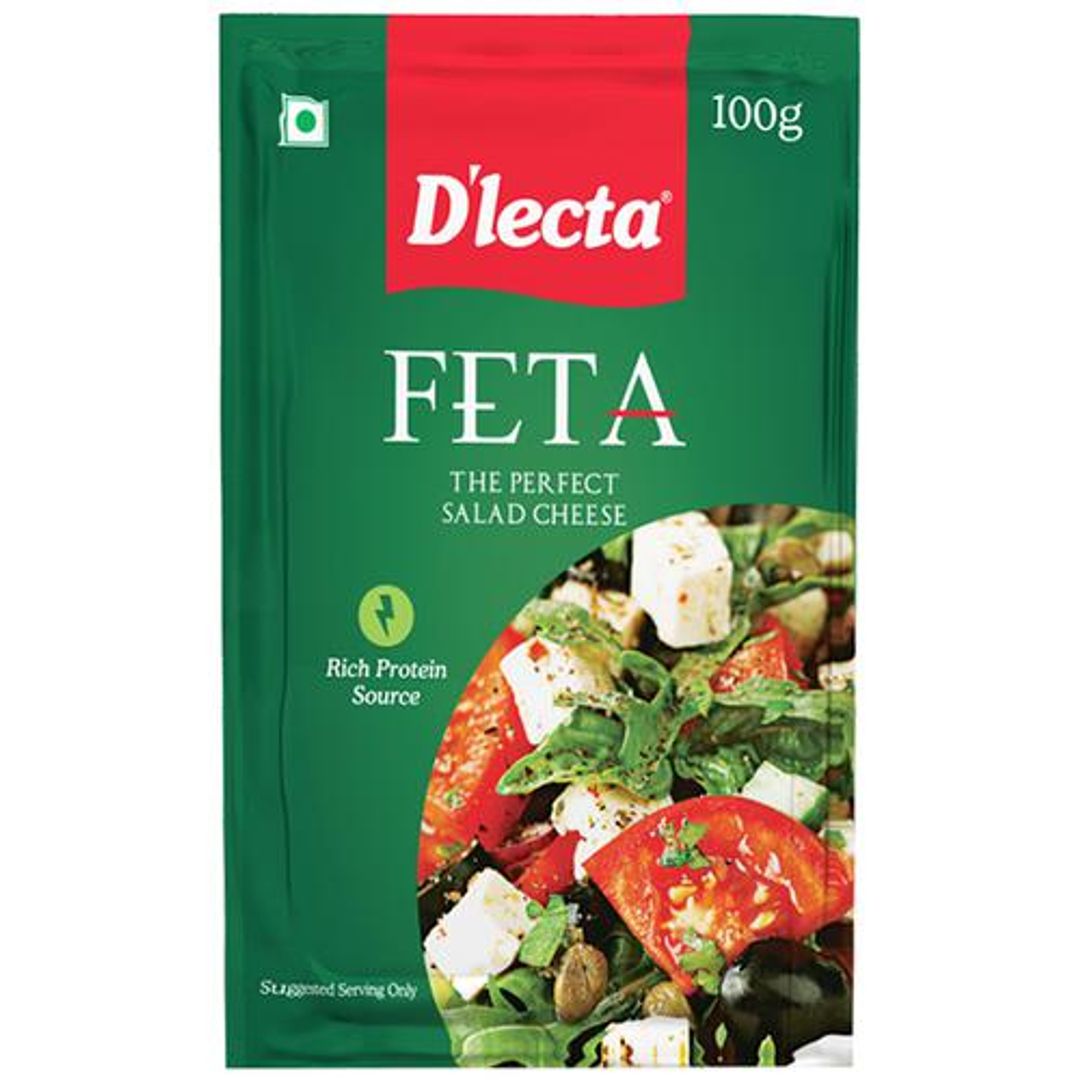 D'Lecta Natural Feta Cheese Block, 100 g Vacuum Packed