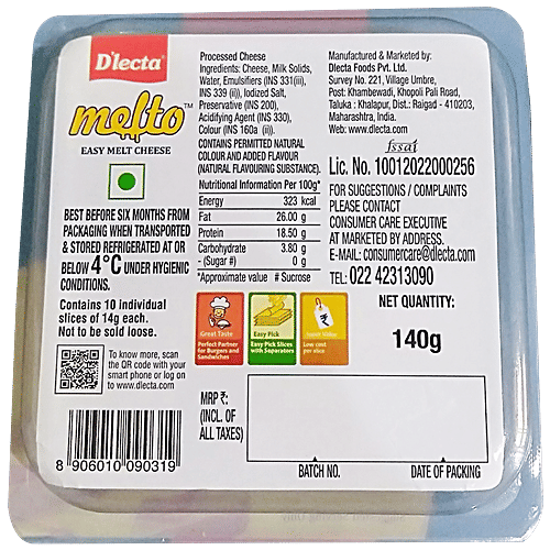 D'Lecta Melto Cheese Slices, 140 g  