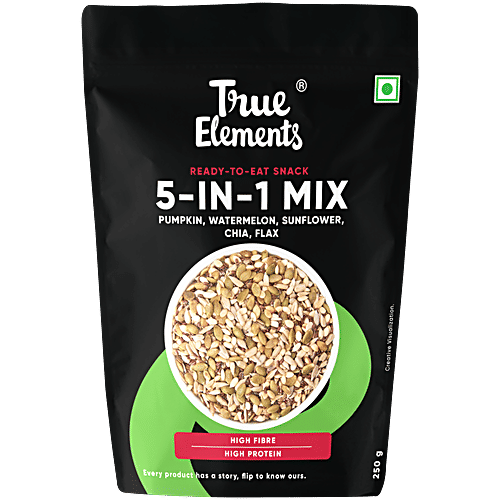True Elements 5-In-1 Super Seeds Mix - Rich In Protein & Fibre, 250 g High Protein, Rich Source of Omega 3 Fatty Acids