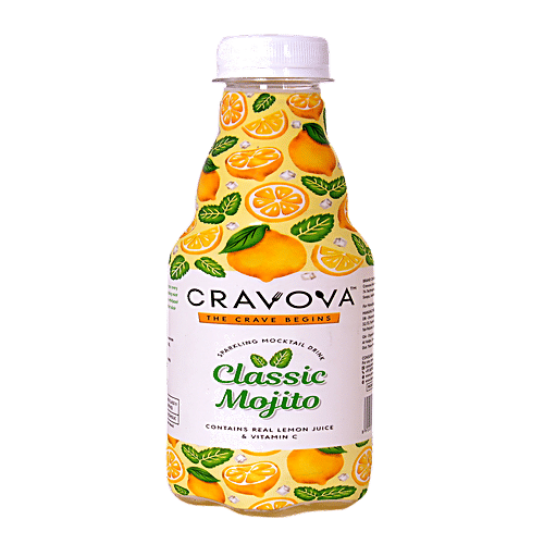 Cravova Sparkling Mocktail Drink - Classic Mojito, Contains Real Lemon Juice & Vitamin C, 300 ml  Non-Alcoholic & No Fat