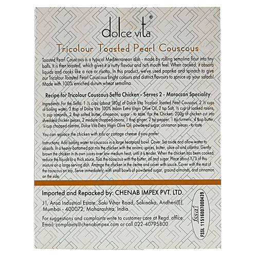 Dolce Vita Tricoluor Toasted Pearl Couscous, 500 g  