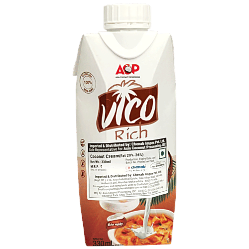 Vico Pure Rich Coconut Cream - 20%-26% Fat, 330 ml  