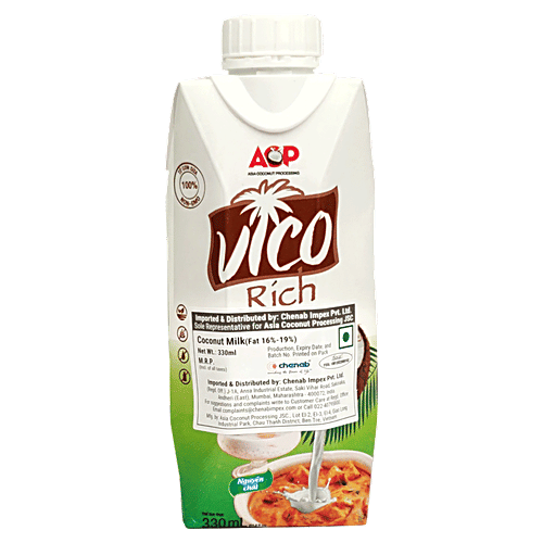 Vico Pure Rich Coconut Milk - 16-19% Fat, 330 ml  Gluten Free & Cholesterol Free