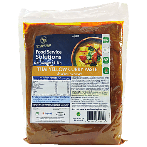 Blue Elephant Royal Thai Cuisine Yellow Curry Paste - No MSG, Artificial Colours, Flavours & Preservatives, 1 kg  No MSG, Artificial Colours, Flavours & Preservatives