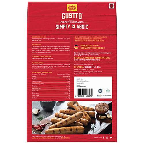 Buy Swiss Naturen Gourmet Chicken Sausage Simply Classic Online at