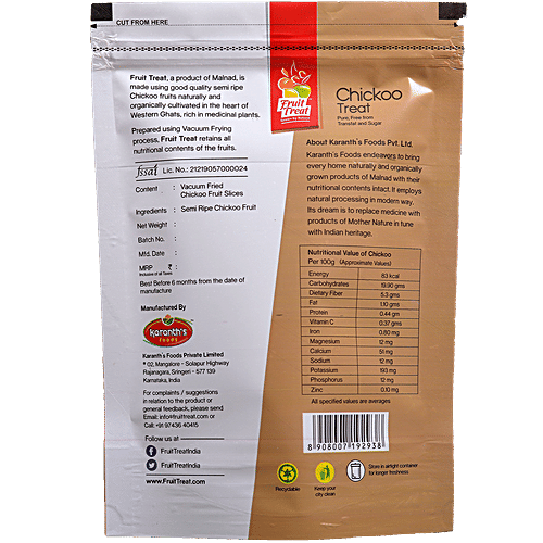 FruitTreat Chickoo Treat, 50 g Pouch Pure, Free from Trans Fat & Sugar