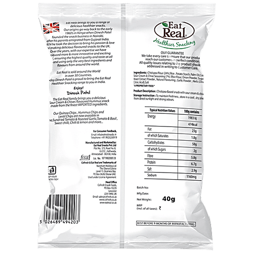 Buy Eat Real Hummus Chips Sour Cream & Chives Online at Best Price