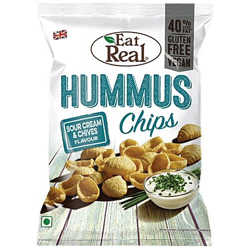 Eat Real Hummus Chips - Sour Cream & Chives Flavour, 40 g Pouch 40% Less Fat & Gluten Free