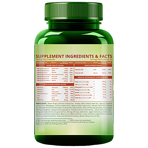 Vlado's Himalayan Organics Plant Based Multivitamin Capsules - Strong Immunity, 60 pcs  