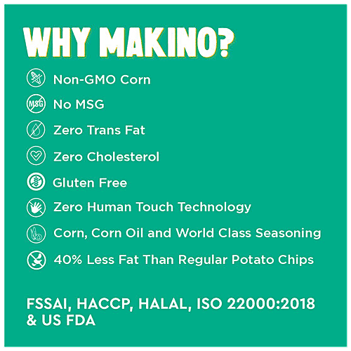 Makino Nacho Chips - Jalapeno, Without Onion & Garlic, No Trans Fat & Cholesterol, 60 g Pouch Zero Cholesterol, Zero Trans Fat