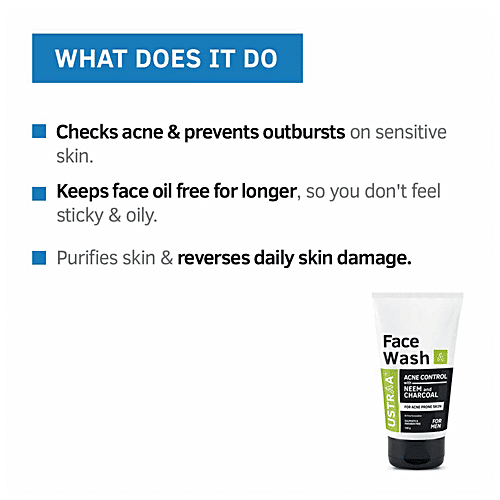 Buy Ustraa Acne Control Face Wash With Neem & Charcoal Online at Best