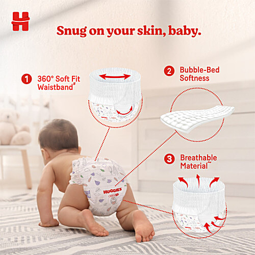 Huggies Complete Comfort Dry Pants Medium (M) Size Baby Diaper Pants,with 5 in 1 Comfort, 26 pcs
