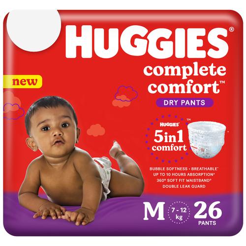 Buy Huggies Complete Comfort Dry Pants Medium (M) Size Baby Diaper Pants,with  5 in 1 Comfort Online at Best Price of Rs 304 - bigbasket