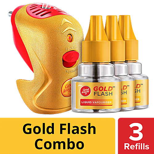 Good knight Gold Flash - Mosquito Repellent Combo Machine & Refill, 245 g (Machine + 3 Refills) 