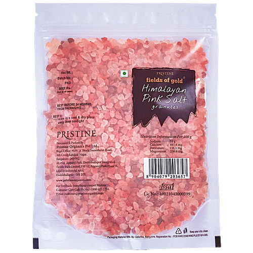 PRISTINE Fields of Gold Himalayan Pink Salt/Meeth Granules, 500 g Pouch 