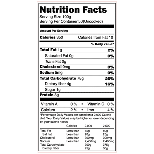 Nirmal Matta Rice - Long Grain, 5 kg Bag No Cholesterol, No Trans Fat