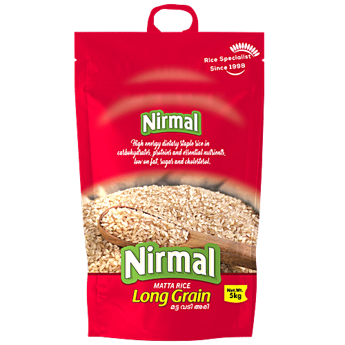 Nirmal Matta Rice - Long Grain, 5 kg Bag No Cholesterol, No Trans Fat
