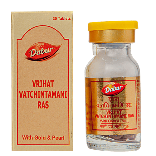 Dabur Vrihat Vatchintamani Ras With Gold & Pearl, 30 Tablets  