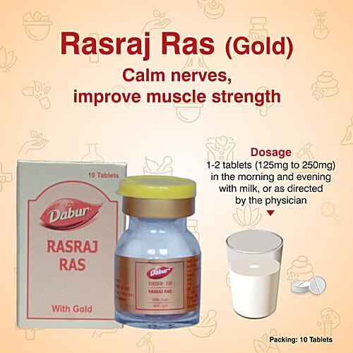Dabur Rasraj Ras With Gold, 10 Tablets  