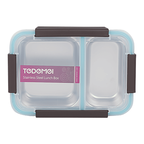 Tedemi Plastic & Stainless Steel Lunch Box - Blue, BB1377BLU, 750 ml  
