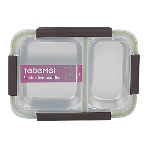 Tedemi Plastic & Stainless Steel Lunch Box - Green, BB1377GRN, 750 ml  