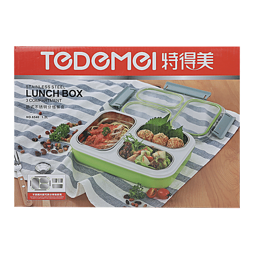 Tedemi Plastic & Stainless Steel Lunch Box - Blue, BB1378BLU, 1.2 L  