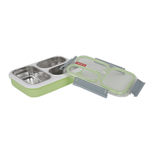 Tedemi Plastic & Stainless Steel Lunch Box - Green, BB1378GRN, 1.2 L  