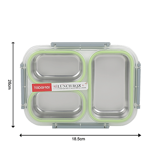 Tedemi Plastic & Stainless Steel Lunch Box - Green, BB1378GRN, 1.2 L  