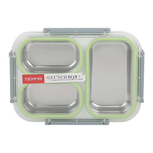 Tedemi Plastic & Stainless Steel Lunch Box - Green, BB1378GRN, 1.2 L  