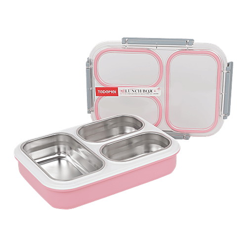 Tedemi Plastic & Stainless Steel Lunch Box - Pink, BB1378PNK, 1.2 L  