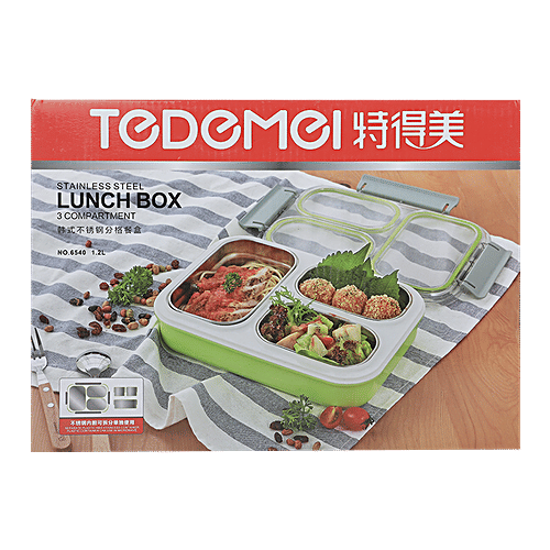 Tedemi Plastic & Stainless Steel Lunch Box - Pink, BB1378PNK, 1.2 L  