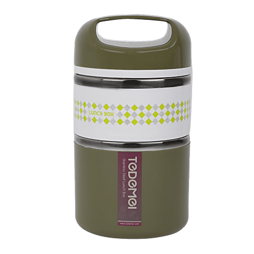 Tedemi Plastic & Stainless Steel Lunch Box - Green, BB1380GRN, 1.13 L  