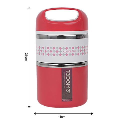 Tedemi Plastic & Stainless Steel Lunch Box - Red, BB1380RED, 1.13 L  