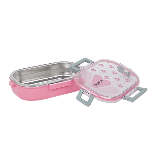 Tedemi Plastic & Stainless Steel Lunch Box - Pink, BB1381PNK, 710 ml  