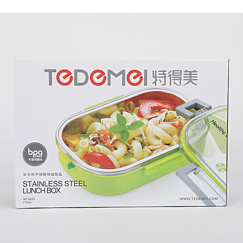 Tedemi Plastic & Stainless Steel Lunch Box - Pink, BB1381PNK, 710 ml  