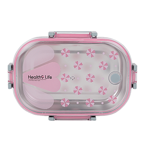 Tedemi Plastic & Stainless Steel Lunch Box - Pink, BB1381PNK, 710 ml  