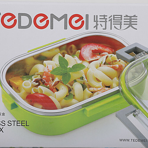 Tedemi Plastic & Stainless Steel Lunch Box - Blue, BB1381BLU, 710 ml  
