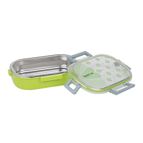 Tedemi Plastic & Stainless Steel Lunch Box - Green, BB1381GRN, 710 ml  