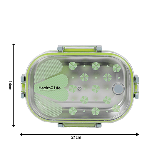 Tedemi Plastic & Stainless Steel Lunch Box - Green, BB1381GRN, 710 ml  