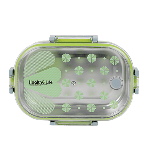 Tedemi Plastic & Stainless Steel Lunch Box - Green, BB1381GRN, 710 ml  