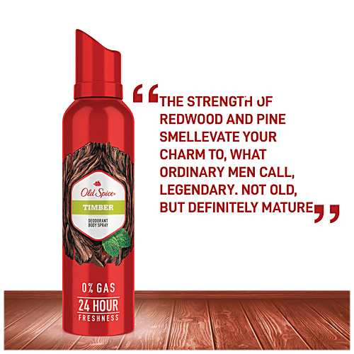 Old Spice Deodorant Body Spray - Timber, 0% Gas & 24 Hour Freshness, Long-Lasting Fragrance, 140 ml 0% Gas