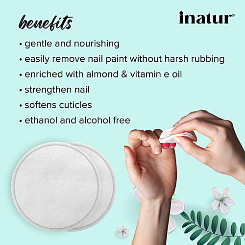 Inatur Nail Paint Remover Wipes, 30 pcs  Ethanol Free