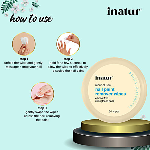 Inatur Nail Paint Remover Wipes, 30 pcs  Ethanol Free